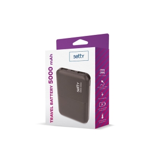 Externí baterie POWER BANK Setty SPB-05, 5000 mAh, barva černá