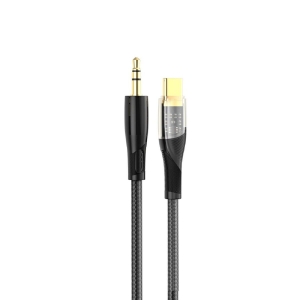 Kabel AUX (XO-R241B) jack 3,5mm / TYP C, 1m,  barva černá