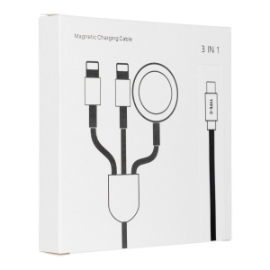 Datový kabel 3v1, USB C na 2x Lightning, Apple Watch 3W, barva bílá