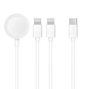 Datový kabel 3v1, USB C na 2x Lightning, Apple Watch 3W, barva bílá