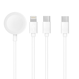 Datový kabel 3v1, USB C na 1x USB C, 1x Lightning, Apple Watch 3W, barva bílá