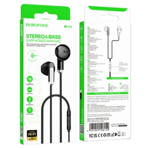 Hands Free Borofone BM89 Surpass, konektor USB C, mikrofon, barva černá