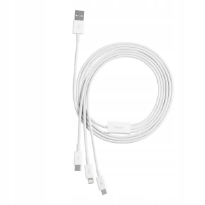 Datový kabel 3v1 Baseus (CAMLTYS-02) USB A na USB C, Micro USB, Lightning, délka 1,5m, barva bílá