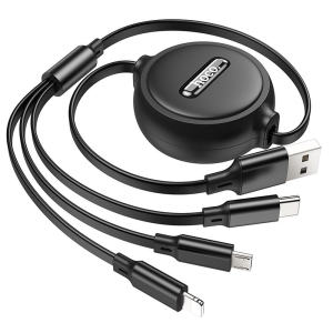 Datový kabel 3v1 HOCO X75 USB A na USB C, Micro USB, Ligtning, délka 1m, barva černá