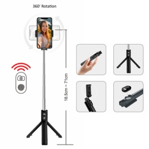 Selfie držák Blavec P02 tripod, s funkcí stativu, bluetooth, barva černá