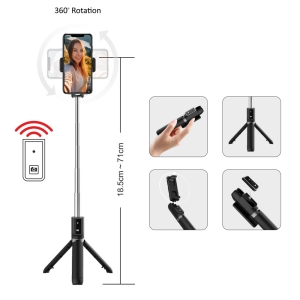 Selfie držák Blavec P04 tripod, s funkcí stativu, bluetooth, barva černá