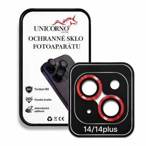 Unicorno ochranné sklo fotoparátu s aplikátorem iPhone 14, 14 PLUS red