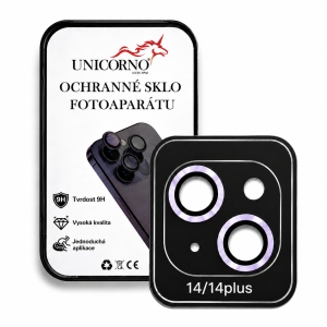 Unicorno ochranné sklo fotoparátu s aplikátorem iPhone 14, 14 PLUS light purple