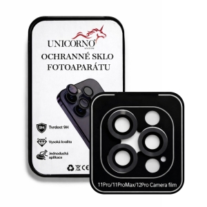 Unicorno ochranné sklo fotoparátu s aplikátorem iPhone 11 PRO, 11 PRO MAX, 12 PRO black