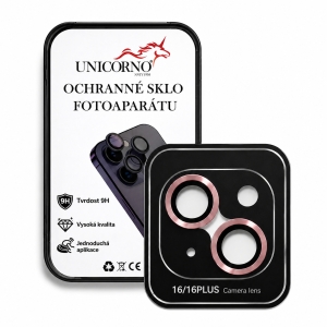Unicorno ochranné sklo fotoparátu s aplikátorem iPhone 16, 16 PLUS pink
