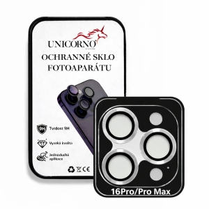 Unicorno ochranné sklo fotoparátu s aplikátorem iPhone 16 PRO, 16 PRO MAX silver