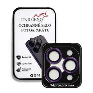 Unicorno ochranné sklo fotoparátu s aplikátorem iPhone 14 PRO, 14 PRO MAX dark purple
