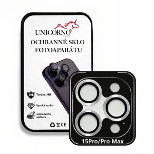 Unicorno ochranné sklo fotoparátu s aplikátorem iPhone 15 PRO, 15 PRO MAX silver