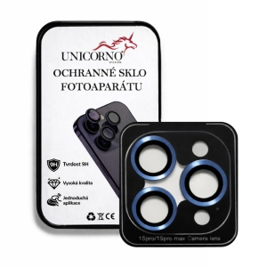 Unicorno ochranné sklo fotoparátu s aplikátorem iPhone 15 PRO, 15 PRO MAX sea blue