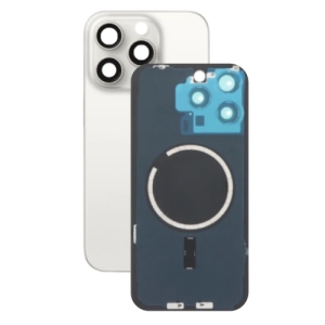 Kryt baterie iPhone 15 PRO MAX white titan + metal clip + camera lens + magnet