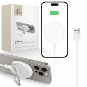 Indukční nabíječka Tech-Protect QI15-A33, Magsafe, 15W, kabel USB A na USB C, bílá