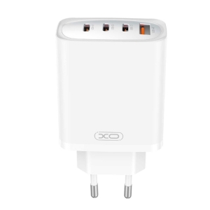 Cestovní nabíječ XO-CE23 GaN, 3x USB C, 1x USB A, QC 3.0 PD 65W, kabel USB C na USB C, barva bílá