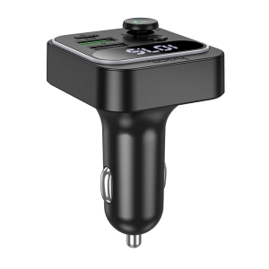 Transmiter FM Bluetooth Hoco E85, 2x USB A 1x USB C PD 20W, QC 3.0, barva černá