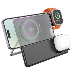 Indukční nabíječka HOCO CQ2, 15W, 3v1 - Samsung, Samsung Watch, Galaxy Buds, černá