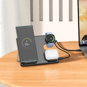 Indukční nabíječka HOCO CQ2, 15W, 3v1 - Samsung, Samsung Watch, Galaxy Buds, černá