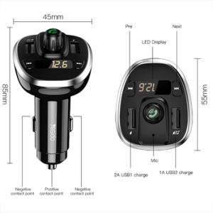 Transmiter FM Bluetooth Yesido Y39, 2x USB A, Micro SD, 10W, barva černá