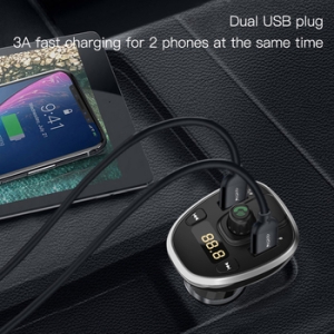 Transmiter FM Bluetooth Yesido Y39, 2x USB A, Micro SD, 10W, barva černá