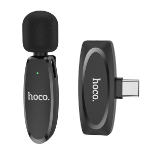 Externí mikrofon 2v1 pro mobilní telefon Hoco L15, USB C, barva černá