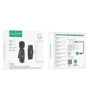 Externí mikrofon 2v1 pro mobilní telefon Hoco L15, USB C, barva černá