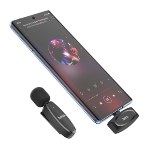 Externí mikrofon 2v1 pro mobilní telefon Hoco L15, USB C, barva černá