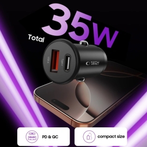 CL adaptér TechProtect (CC02) 1x USB A + 1x USB C, PD 35W, QC 3.0, black
