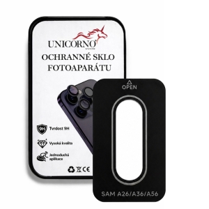Unicorno ochranné sklo fotoparátu s aplikátorem Samsung A566, A366, A266, A176 Galaxy A56 5G, A36 5G, A26 5G, A17 5G black