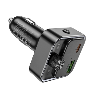 Transmiter FM Bluetooth Hoco E81, 1x USB A, 1x USB C, PD 30W, QC 3.0, barva černá