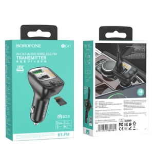 Transmiter FM Bluetooth Borofone BC41 Eminency MP3, Bluetooth, 2x USB, 18W, barva černá