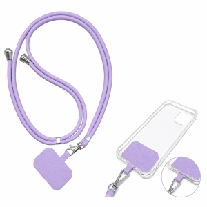Šňůrka na mobil s držákem pro pouzdra, šířka 0,5cm, barva fialová