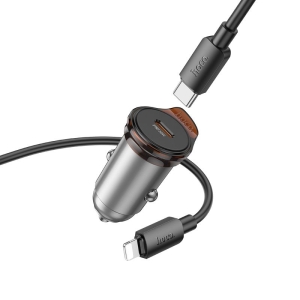 CL adaptér HOCO NZ16, 1x USB C, kabel USB C na Lightning, PD 30W, barva šedá