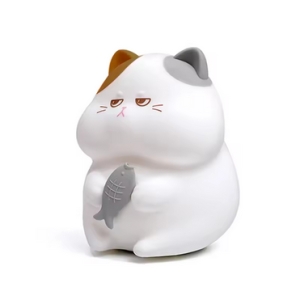 LED noční silikonová lampička Grumpy Cat, 3 režimy svícení, časovač, bílá