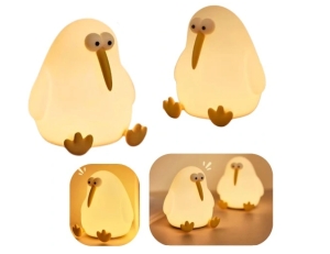 LED noční silikonová lampička Bird Kiwi, 3 režimy svícení, bílá