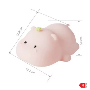 LED noční silikonová lampička Baby Hippo, 3 režimy svícení, růžová