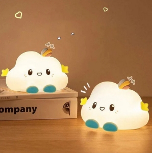 LED noční silikonová lampička Cloud, 3 režimy svícení, časovač, bílá