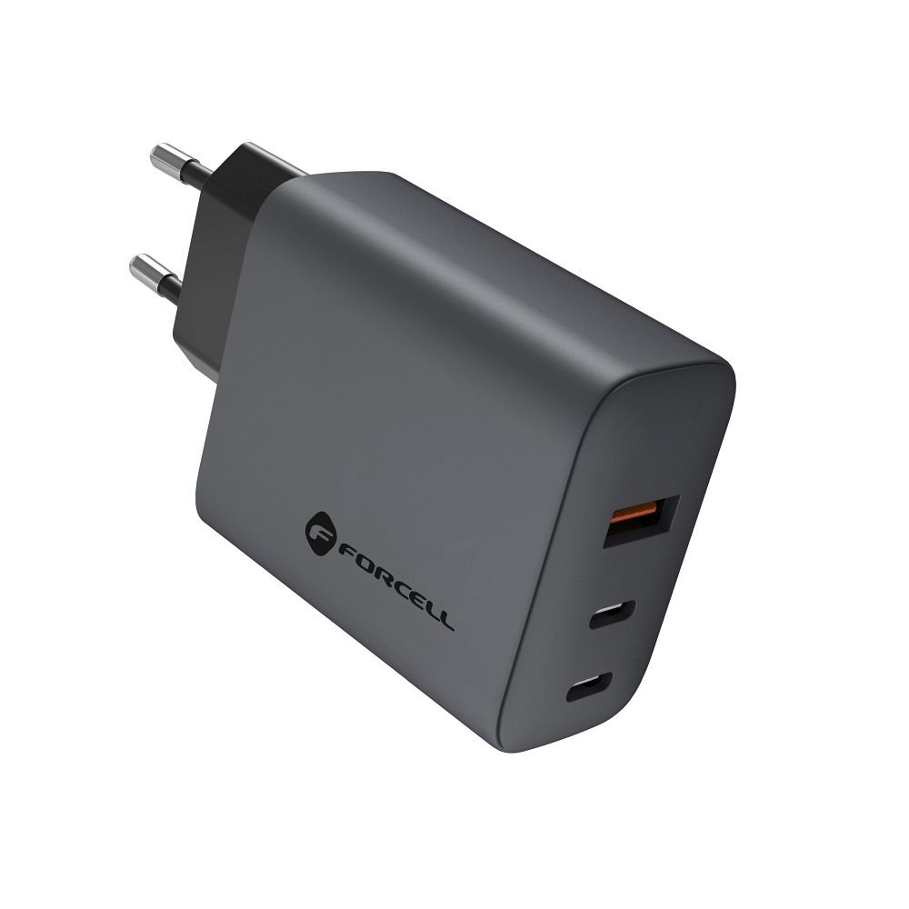Nabíječka telefonu Forcell F-Energy GaN 2 x USB C + USB A QC4.0 PD 65W, šedá