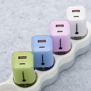 Nabíječka Forcell F-Energy GaN III Crystal Color USB C + USB A QC4.0 PD 33W + kabel USB C na USB C, zelená