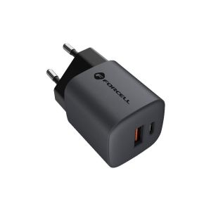 Nabíječka telefonu Forcell F-Energy GaN USB C + USB A QC4.0 PD 33W, šedá