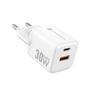 Nabíječka telefonu Forcell F-Energy Mini GaN III USB C + USB A QC4.0 PD 30W, bílá