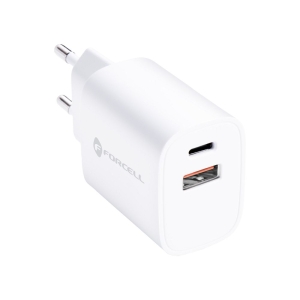 Nabíječka telefonu Forcell F-Energy USB C + USB A QC4.0 PD 30W, bílá