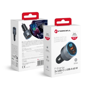 Autonabíječka Forcell F-Energy Alu 2 x USB C + USB A QC4.0 PD SFC2.0 65W šedá