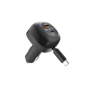 Autonabíječka Forcell F-Energy Alu USB C + USB A + navíjecí kabel USB C PD QC4.0 SFC2.0 3A 75W černá