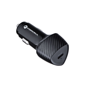Autonabíječka Forcell F-Energy Carbon USB C QC3.0 PD 3A 20W + kabel USB C na Lightning, černá
