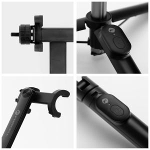Selfie tyč Forcell F-Grip stativ (30 až 70cm) s bezdrátovým dálkovým ovládáním černá