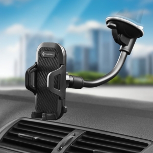 Univerzální držák telefonu do auta Forcell F-Grip Carbon Bracket, rameno 17 cm, na čelní sklo, černý