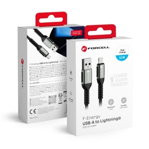 Kabel USB A na Lightning Forcell F-Energy 2.4A 12W Cafule 2 m černý
